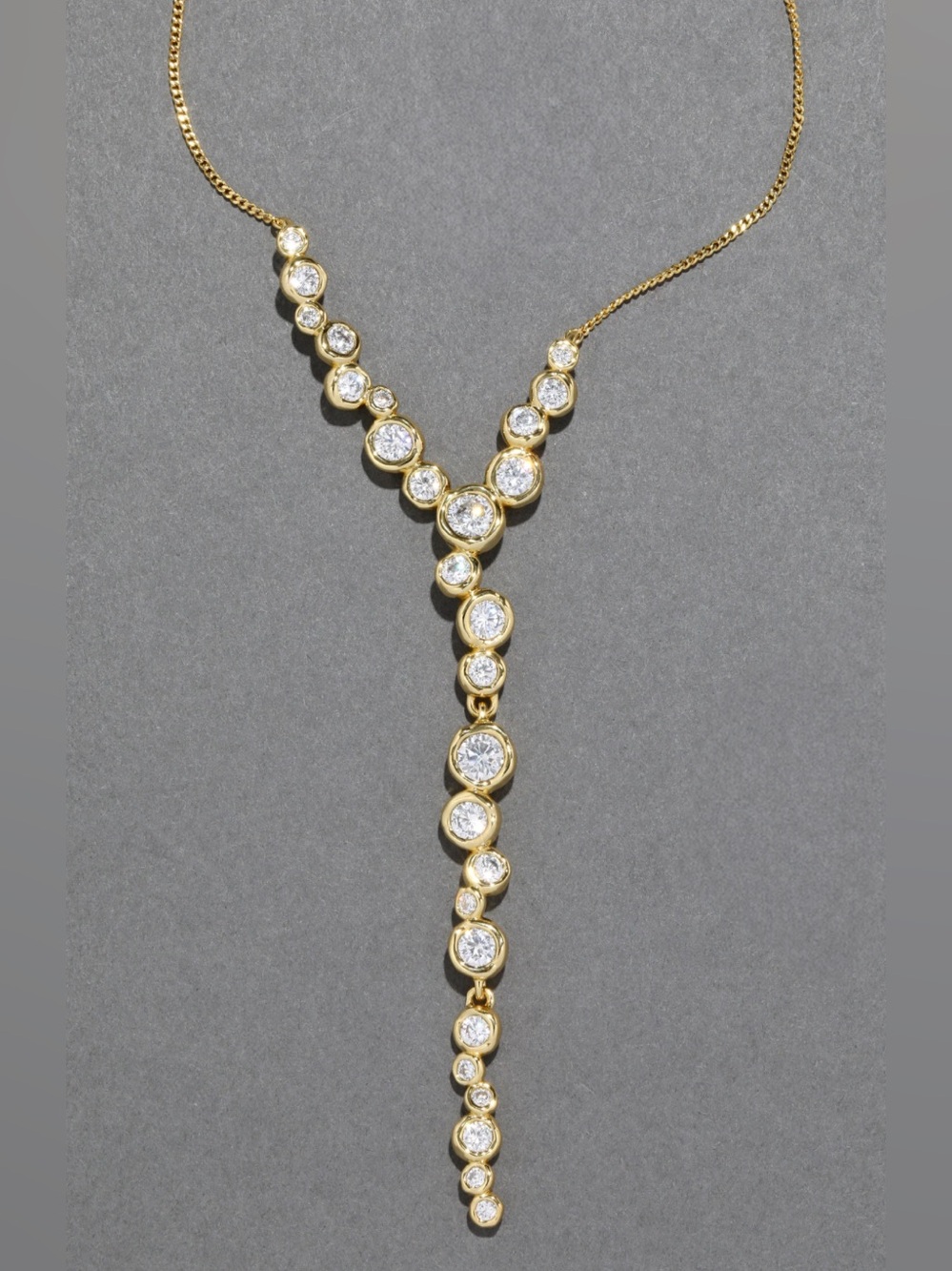 Alexis Bittar Asterales Gold and Clear Crystal Y-Drop Necklace - Picture 3 of 6